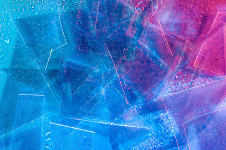809年代风格的抽象时尚全息背景碎玻璃和明亮酸色水滴的真实质感SynthwaveVaporwavewebpunk大众现实主义美学图片