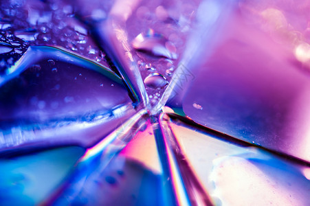 水色丰富多彩的809年代风格的抽象时尚全息背景碎玻璃和明亮酸色水滴的真实质感SynthwaveVaporwavewebpunk大图片