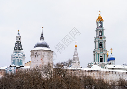 俄罗斯金环莫科地区SergievPosad莫斯科地区冬季的圣三一塞尔吉乌斯拉夫复古的修道主义旅行图片