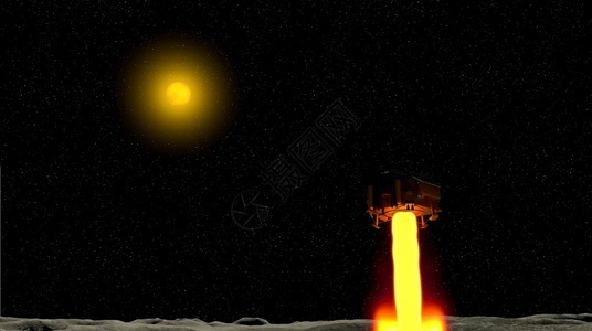 控制板星系技术长阳4号月圆探测器和尤图2月号球漫游者于2019年月3日与太阳一起在月球表面着陆背景为3D插图图片