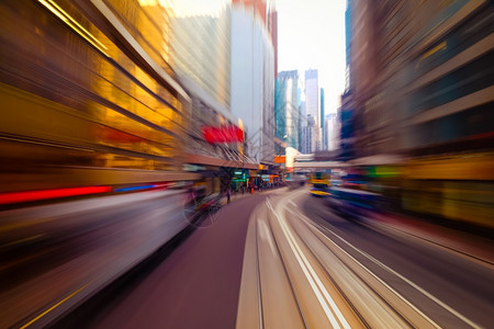 惊人的运输办公室透过现代城市的抽象街道与摩天大楼相通香港摘要城景交通背水彩画效果运动模糊艺术陶瓷笑声图片