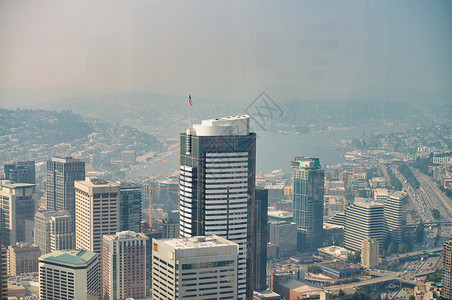 地点首都州西雅图美丽的天线空中景象图片