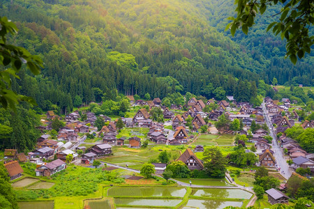 由于Gasshozukuri传统房屋在日本吉孚县Gokayama的日本传统和历史村ShirakawagoGokayama因其传统图片