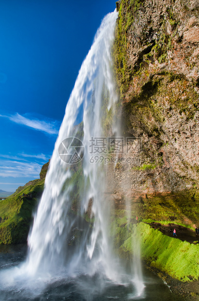 山旅行冰岛Seljalandfows瀑布的美丽景色颜图片