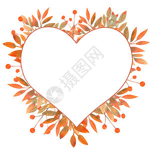 艺术水彩秋叶心形边框图片