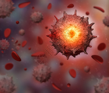 3d使红血流细胞中彩色背景的红血流细胞中在Corona概念下可被作为大流行的危险感菌株病用于禽流感爆发和冠状流感使成为等离子体机图片