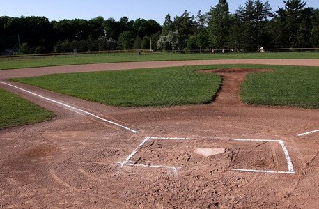 角度一个空闲棒球场的宽角空闲棒球场的夏天草图片
