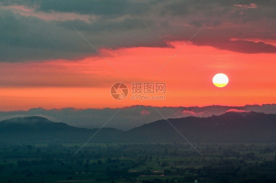 天空日出在山上野生动物夏天图片