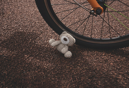 棕熊在秋天或冬季的阴暗日间轮下摔倒国际失踪儿童节FamilyViolenceDayHighniew的概念国际失踪儿童节街道下一个背景图片