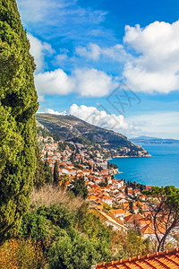 县建造港口和古老城镇DubrovnikClorica海港和古老城镇Dubrovnik的景象遗产图片