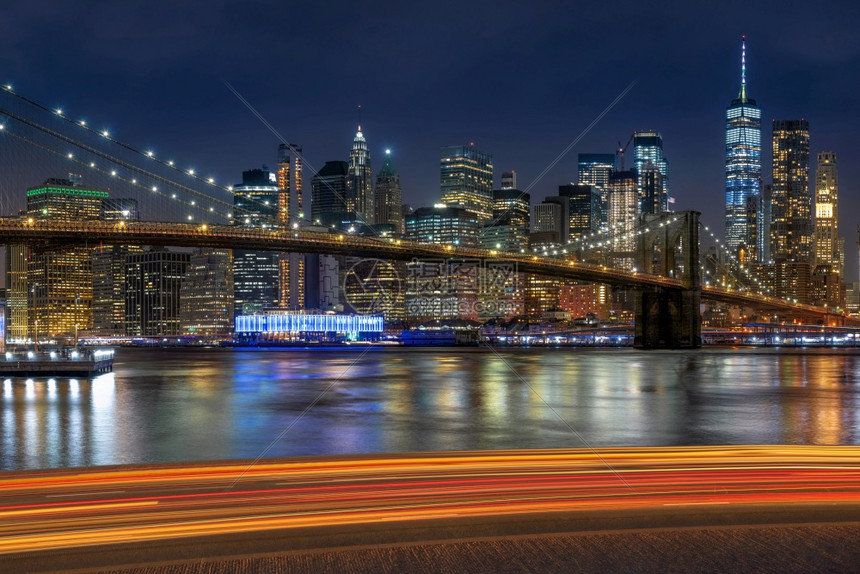 国际的汽车和停场概念纽约城市景观和布鲁克林大桥背景的停车路美国场和公园小册子的复制空间和广告概念地标贸易图片