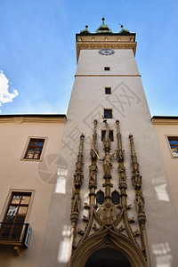 历史大教堂国民捷克共和布尔诺市旧政厅欧洲门一张美丽古老建筑和旅游景点的照片带有一个望塔旅游信息中心的图景式塔TouristInf图片