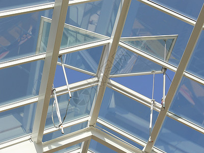 玻璃屋顶框架正方形冷却面板蓝色窗格流通草稿空气状况图片