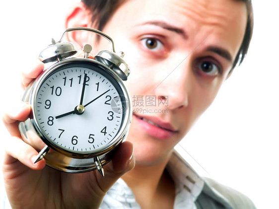 是时候了睡眠警报小时倒数手表闹钟成人白色男性时间图片