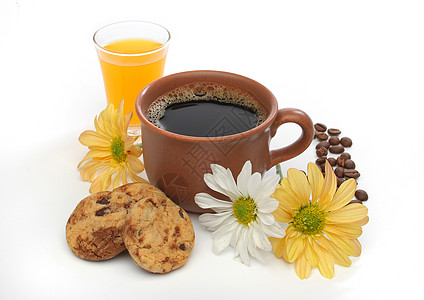 美丽的咖啡场景果汁美食巧克力咖啡店营养豆子早餐橙子食物烹饪图片