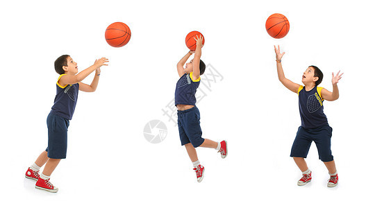 孤立的男孩打篮球分数孩子们运动员胜利游戏衣服职位篮球竞赛篮子图片