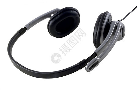 耳机电子产品麦克风白色手机黑色背景图片