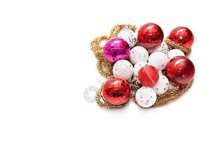 圣诞礼服季节性季节庆典白色丝带传统喜庆红色装饰品星星图片