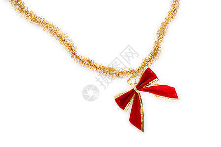 红弓领带季节性丝带星星蕾丝喜庆白色红色装饰品庆典图片