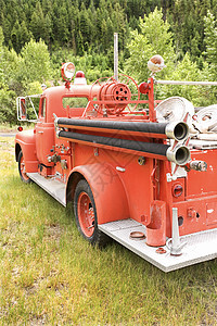 旧消防车卡车照片古董红色运输背景图片