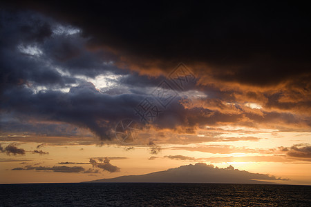 夏威夷毛伊日落喜兵卫天空热带水平风景照片海洋海景图片