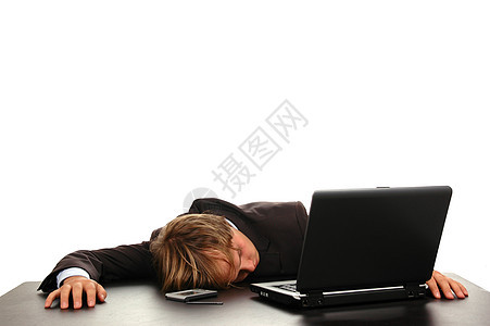 下班后在电脑上睡觉的商务人士 辛勤工作图片