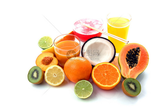 水果和果汁生活早餐橙子甜点热带营养食物玻璃奇异果饮食图片
