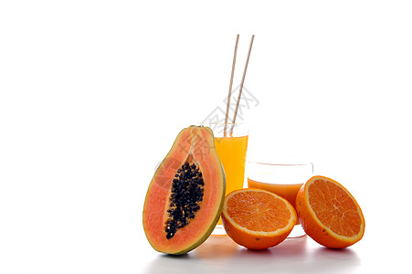 木瓜和橙汁食物白色营养橙子奇异果菠萝椰子星星水果热带图片