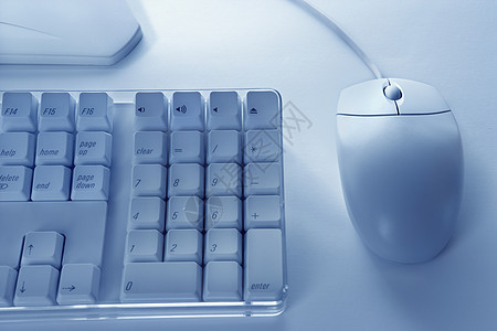 计算机键盘和鼠标照片蓝色对象电脑水平硬件静物图片
