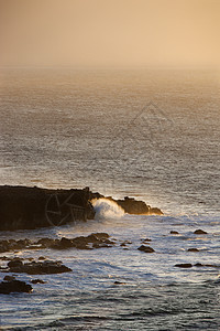 岩石海岸的波浪风景照片支撑海洋日出海浪海景日落图片