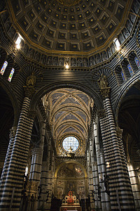 锡耶纳内地大教堂照片建筑学旅行天花板大理石教会圆顶窗户宗教柱子图片