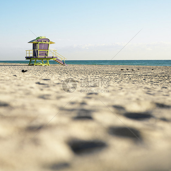 迈阿密救生塔正方形状态照片游泳海滩假期艺术对象淡季救生塔图片