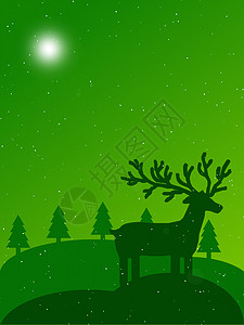 圣诞节风景孩子们快乐驯鹿礼物精灵卡片星星愿望蜡烛雪橇背景图片