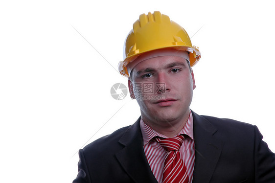 黄头盔的年轻工程师 孤立图片