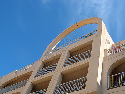现代建筑财产城市建筑物圆弧建筑学铁轨天空阳台建筑师房地产背景图片