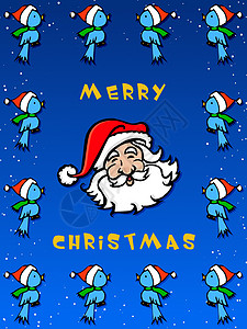 圣诞快乐快乐愿望蓝色精灵星星孩子们祖父男人礼物卡片图片