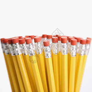 一组铅笔学习橡皮学校办公室工作黄色用品办公用品商业正方形图片