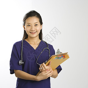 女医生肖像助理华人微笑女性医师中年人健康眼神药品正方形图片