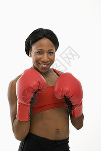 戴拳击手套的女人眼神身体素质腹部观众拳击手娱乐照片衣服活力运动图片