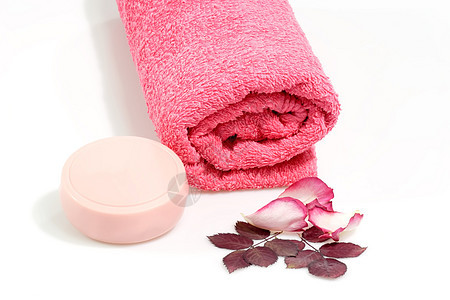 粉色毛巾材料卫生间织物纺织品肥皂女性化护理温泉柔软度浴室图片