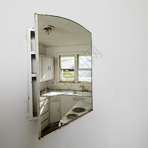 厨房在镜子里背景图片