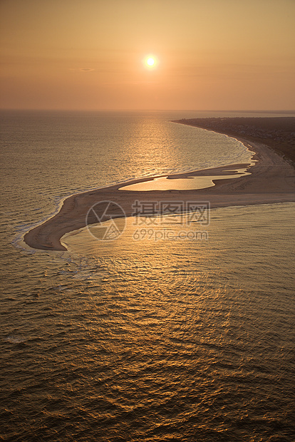 日落时沙滩风景海滩旅游海洋假期视图海岸线浅滩沿海支撑图片