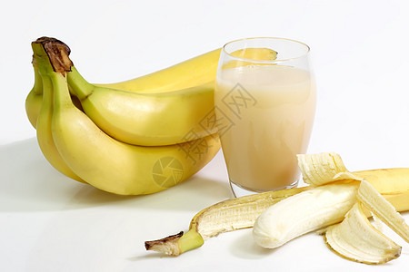 香蕉果汁饮食早餐饮料热带健康玻璃水果汽水背景图片