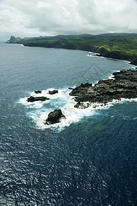 夏威夷海岸线鸟瞰图地貌岩石冲浪旅游旅行悬崖支撑海洋海岸图片