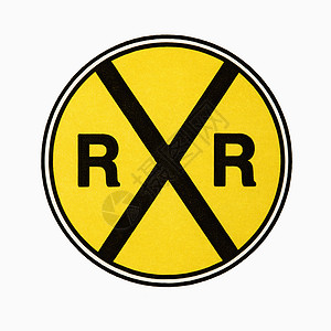 铁路过境标志黄色火车道口安全街道正方形运输圆形警告路口图片