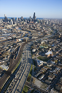 伊利诺伊州芝加哥旅游建筑高角度旅行运输城市公路摩天大楼州际景观图片