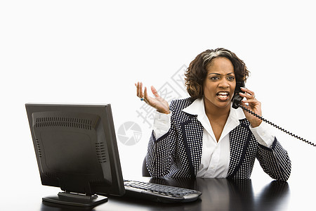 女商务人士的电话公司电脑情感电讯职业商业工作手势中年人人士图片