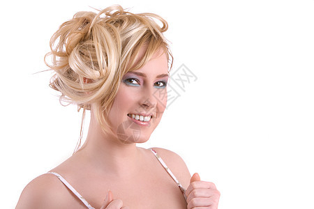 金发美女女性微笑女性化背景图片