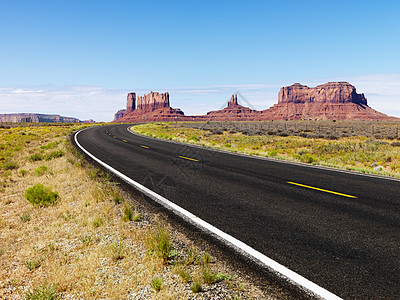 沙漠公路景色沙漠道路水平公路假期沥青运输旅行乡村旅游弯曲台面背景