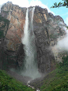 委内瑞拉风景山脉瀑布岩石公园冒险旅行大草原植被热带图片